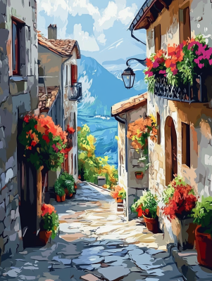 Blumige mediterrane Straßenserie – 25-146