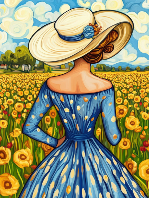 Dame auf der Blumenwiese