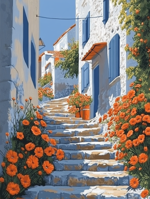 Blumige mediterrane Straßenserie – 25-264