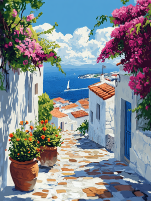 Griechisches Städtchen am Meer