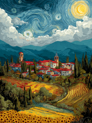 Italienische Landschaft im Van Gogh-Stil