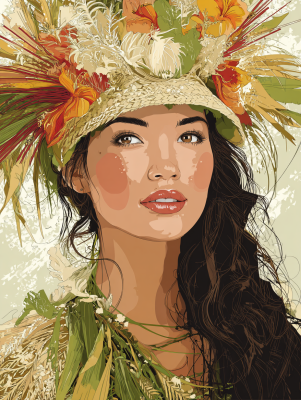 Mädchen mit Hawaii-Kopfschmuck