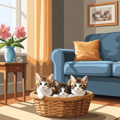Katzen im Wohnzimmer