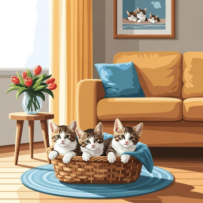 Katzen im Wohnzimmer