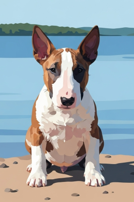 Hunde-Porträts – Bullterrier am See