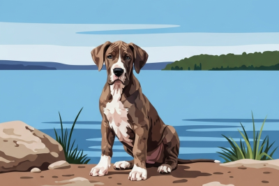 Hundeporträt - Deutscher Hundebabygirl am See