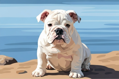 Hundeporträt – Englische Bulldogge am See – 25-892