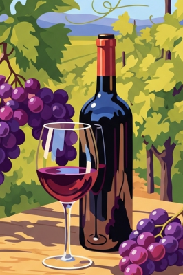 Weinrotes Herbstdarstellung mit Gobelin-Stickerei