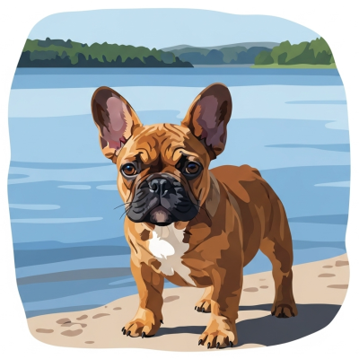 Hundeportrait – Französischer Bulldog-Welpe am See – 25-965