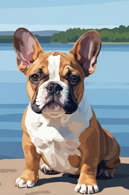Hundeportrait – Französischer Bulldog-Welpe am See – 25-979