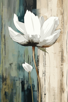 Abstraktes weißes Gobelin-Blumenmotiv