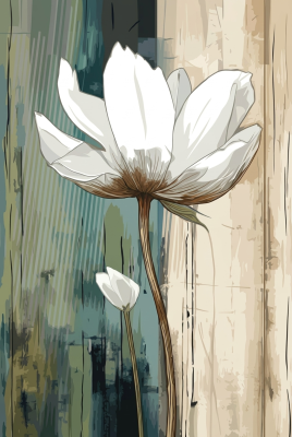 Abstraktes weißes Gobelin-Blumenmotiv
