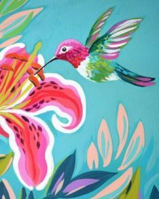 Kolibri mit Blumen