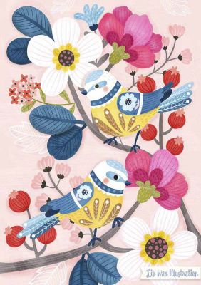 Blumen und Vögel