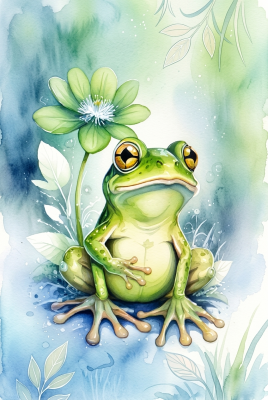 Frosch-Aquarell-Stickerei