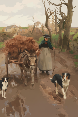 Jozef Israëls - Bauernfrau mit Esel Replik