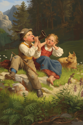 Wilhelm Blass - Alpen-Szenen-Gobelintapeziertemplate
