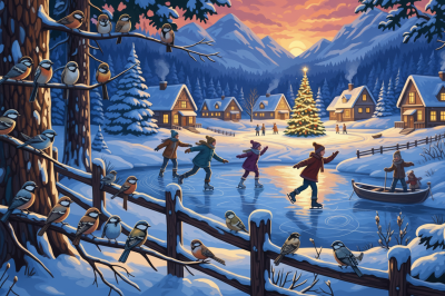 Winterskating mit Vögeln