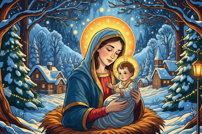 Winter Madonna mit Kind