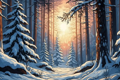 Winterwald mit Sonnenschein