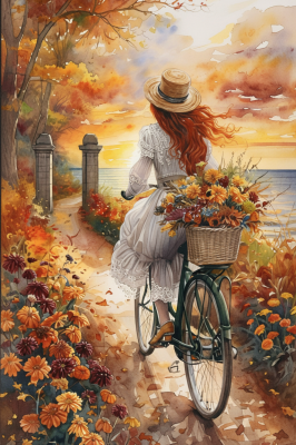 Herbstlandschaft mit Fahrrad
