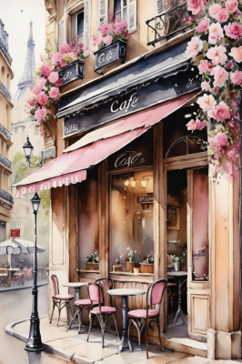 Paris Café mit Blumen
