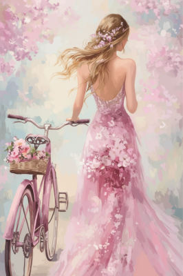 Blumenmädchen mit Fahrrad
