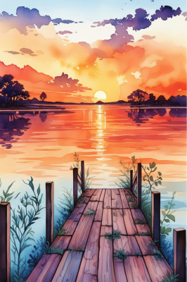 Sonnenuntergang über dem See