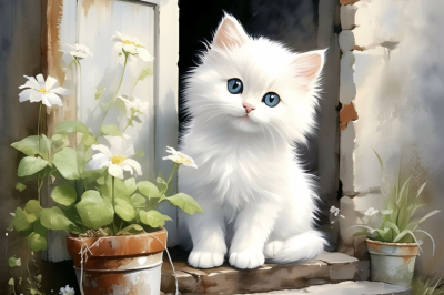 Katze mit Blumenmuster