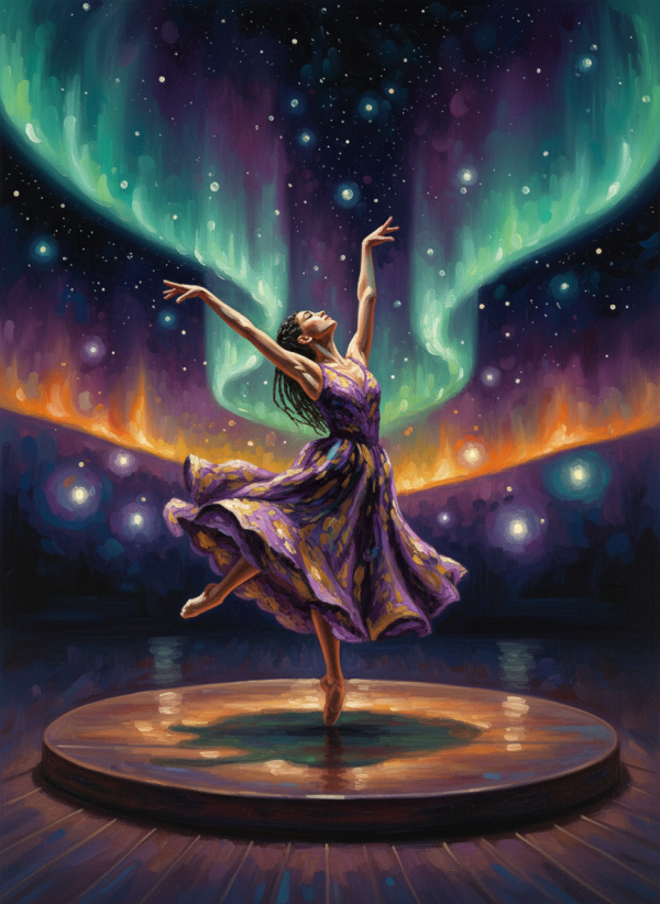 Ballerina unter der Aurora