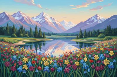 Blumenhaftiges Berglandschaftsbild – BG26-0224