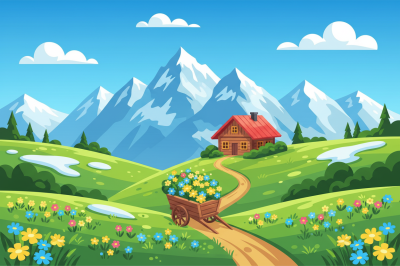 Alpenlandschaft mit Blumen – BG26-0229
