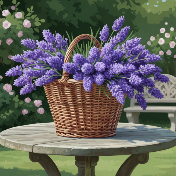 Lavendel im Korb im Garten