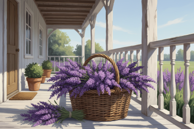 Lavendelkorb auf der Veranda – BG26-0265