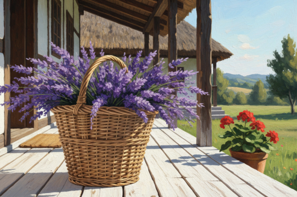 Lavendelkorb auf der Veranda – BG26-0267