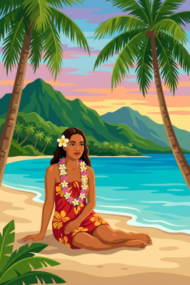 Hawaii-Mädchen am Strand