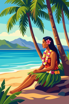 Hawaii-Mädchen am Strand