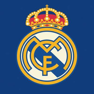 Real Madrid Emblem auf blauem Hintergrund