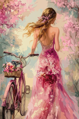 Blumenkleid mit Fahrrad