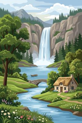 Wasserfall über dem Fluss