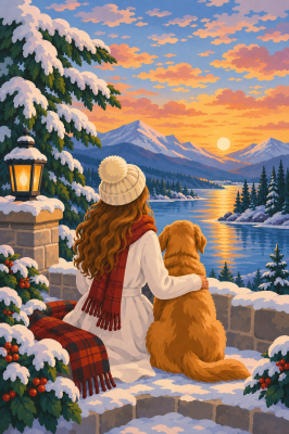 Wintersonne mit Hund