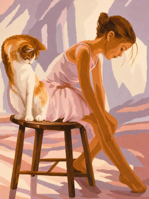 Ballerina-Mädchen mit Katze