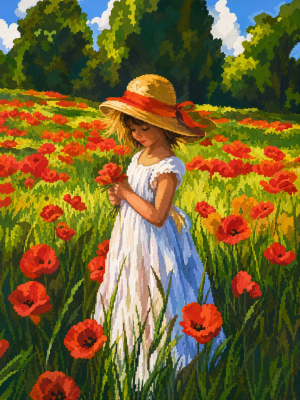 Mädchen zwischen Mohnblumen