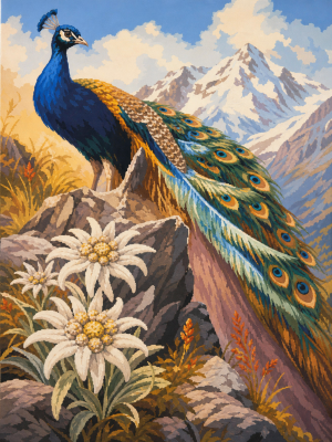Pfau und Edelweiß