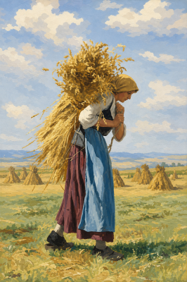 Erntefrau auf dem Feld