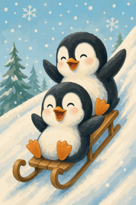 Pinguine auf dem Schlitten