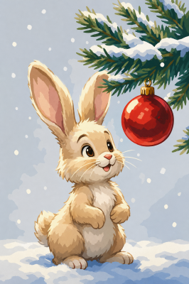Weihnachtskaninchen im Schnee