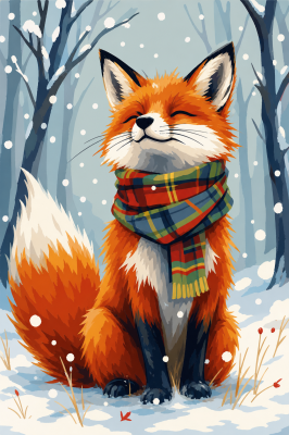 Winterfuchs mit kariertem Schal