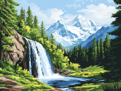 Wasserfall am Fuß des Berges – DL24-010