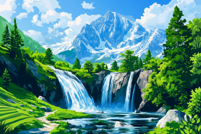 Wasserfall in den Alpen – DL24-023